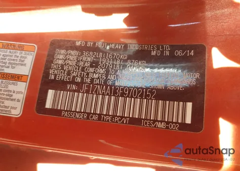 2015 Scion Fr-S z USA, uszkodzony, nr VIN JF1ZNAA13F9702152